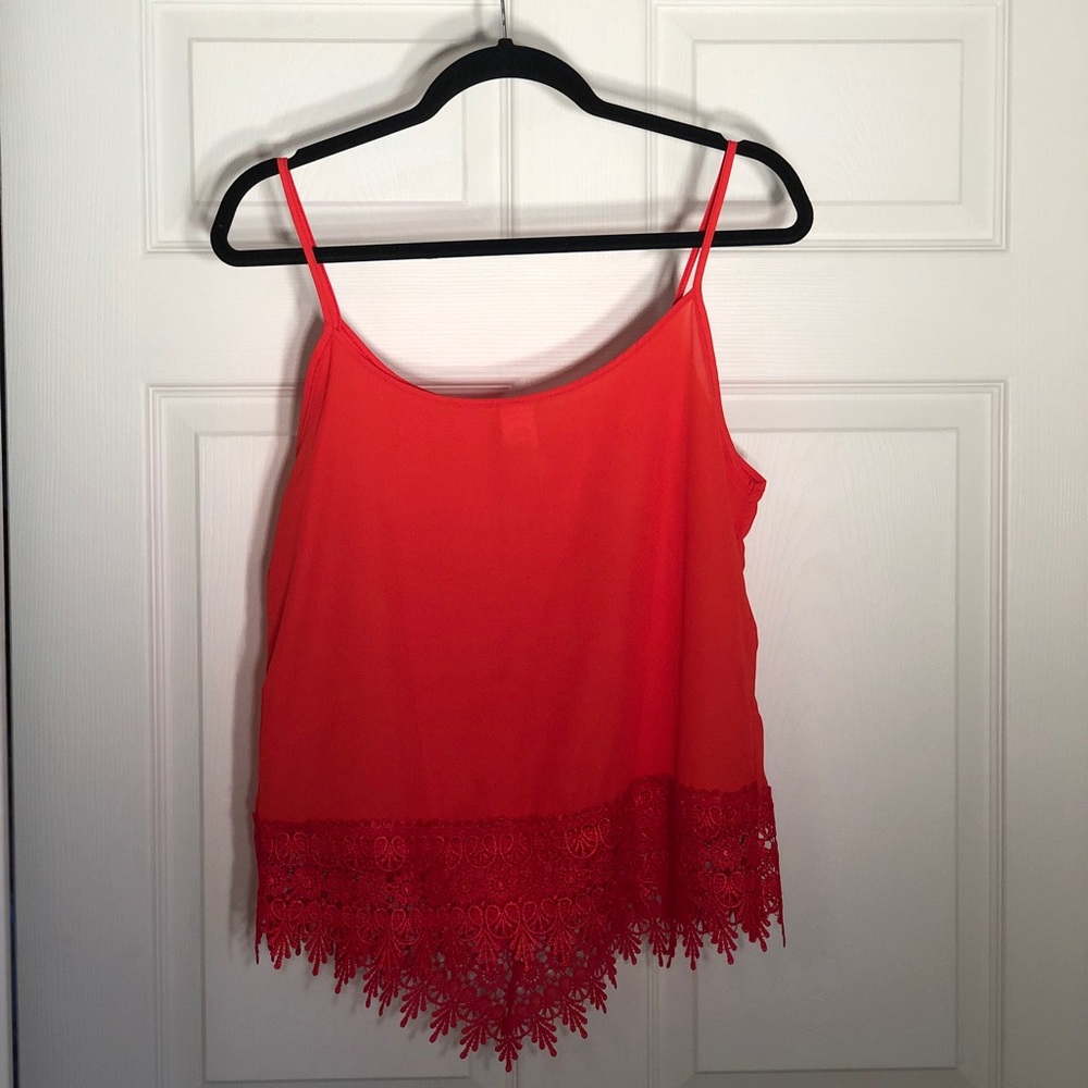 Red Nella Fantasia Tank with lace detailing